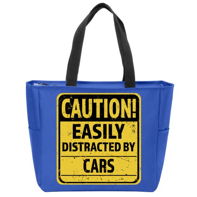 Caution I Like To Talk About Cars Gift Car Lover Gift Zip Tote Bag