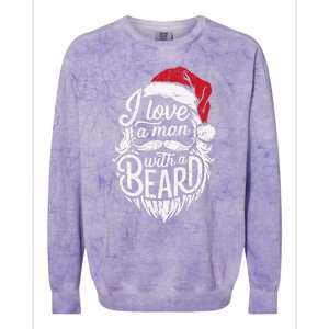 Christmas I Love A Man With A Beard Funny Santa Claus Grunge Colorblast Crewneck Sweatshirt