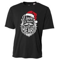 Christmas I Love A Man With A Beard Funny Santa Claus Grunge Cooling Performance Crew T-Shirt