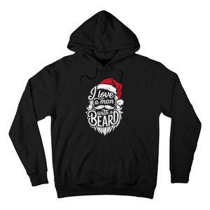 Christmas I Love A Man With A Beard Funny Santa Claus Grunge Hoodie