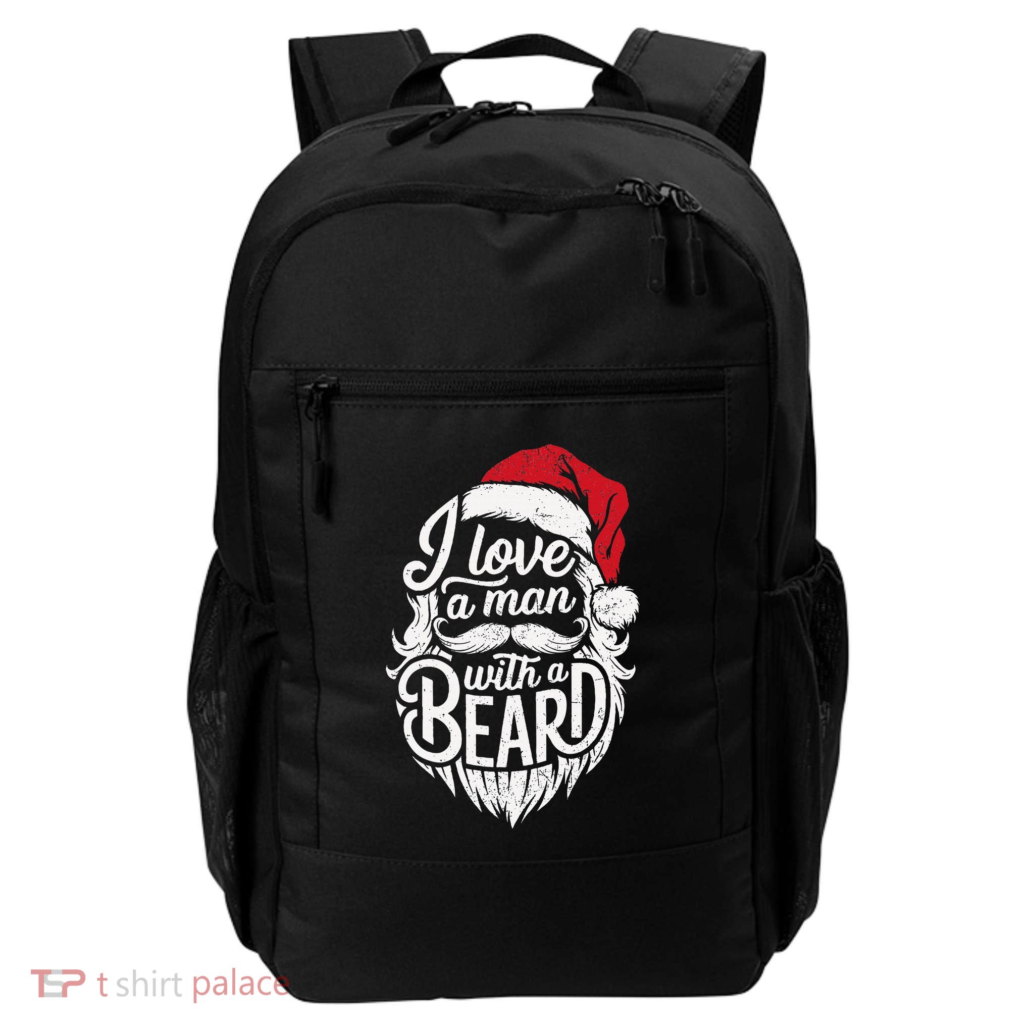 Christmas I Love A Man With A Beard Funny Santa Claus Grunge Daily Commute Backpack