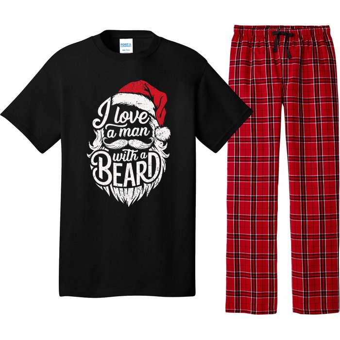 Christmas I Love A Man With A Beard Funny Santa Claus Grunge Pajama Set