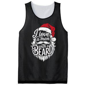 Christmas I Love A Man With A Beard Funny Santa Claus Grunge Mesh Reversible Basketball Jersey Tank