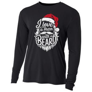 Christmas I Love A Man With A Beard Funny Santa Claus Grunge Cooling Performance Long Sleeve Crew