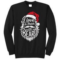 Christmas I Love A Man With A Beard Funny Santa Claus Grunge Tall Sweatshirt