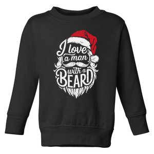 Christmas I Love A Man With A Beard Funny Santa Claus Grunge Toddler Sweatshirt