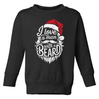 Christmas I Love A Man With A Beard Funny Santa Claus Grunge Toddler Sweatshirt