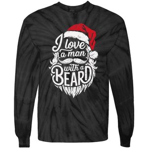 Christmas I Love A Man With A Beard Funny Santa Claus Grunge Tie-Dye Long Sleeve Shirt