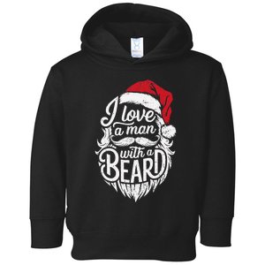 Christmas I Love A Man With A Beard Funny Santa Claus Grunge Toddler Hoodie