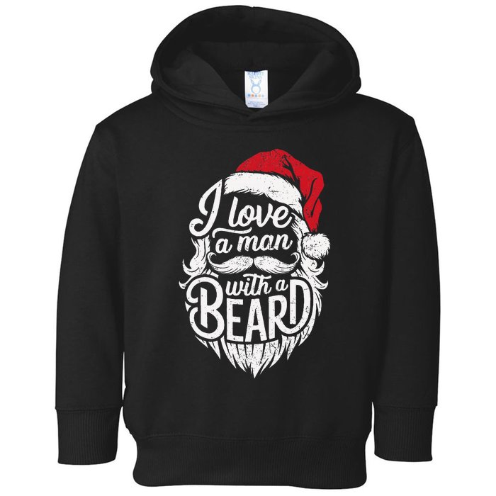 Christmas I Love A Man With A Beard Funny Santa Claus Grunge Toddler Hoodie