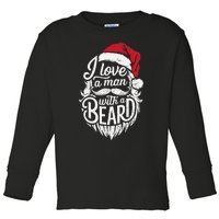 Christmas I Love A Man With A Beard Funny Santa Claus Grunge Toddler Long Sleeve Shirt