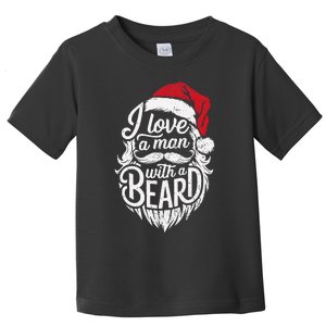 Christmas I Love A Man With A Beard Funny Santa Claus Grunge Toddler T-Shirt