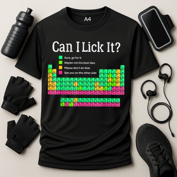 Can I Lick It Periodic Table Teacher Cooling Performance Crew T-Shirt