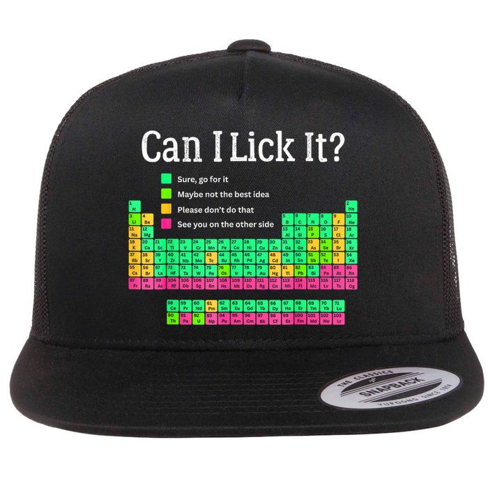 Can I Lick It Periodic Table Teacher Flat Bill Trucker Hat