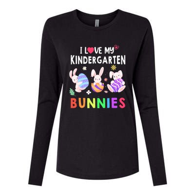 Cute I Love My Kindergarten Bunnies Teacher Happy Easter Day Gift Womens Cotton Relaxed Long Sleeve T-Shirt