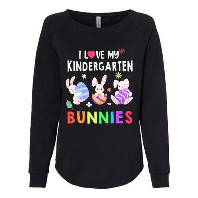 Cute I Love My Kindergarten Bunnies Teacher Happy Easter Day Gift Womens California Wash Sweatshirt