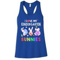 Cute I Love My Kindergarten Bunnies Teacher Happy Easter Day Gift Women's Racerback Tank