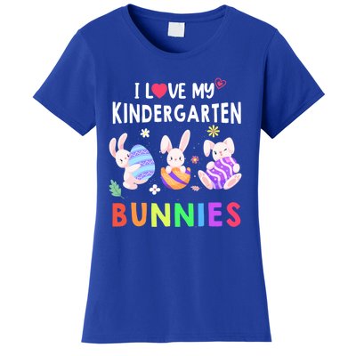 Cute I Love My Kindergarten Bunnies Teacher Happy Easter Day Gift Women's T-Shirt