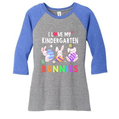 Cute I Love My Kindergarten Bunnies Teacher Happy Easter Day Gift Women's Tri-Blend 3/4-Sleeve Raglan Shirt