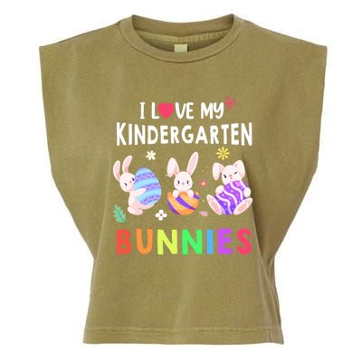 Cute I Love My Kindergarten Bunnies Teacher Happy Easter Day Gift Garment-Dyed Women's Muscle Tee