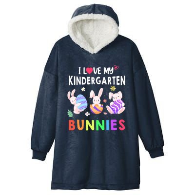 Cute I Love My Kindergarten Bunnies Teacher Happy Easter Day Gift Hooded Wearable Blanket