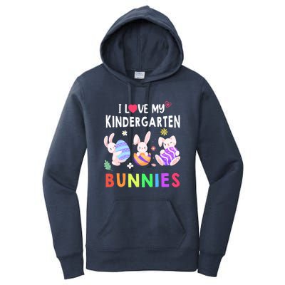 Cute I Love My Kindergarten Bunnies Teacher Happy Easter Day Gift Women's Pullover Hoodie