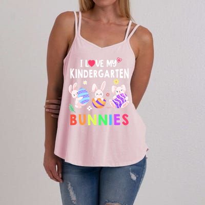 Cute I Love My Kindergarten Bunnies Teacher Happy Easter Day Gift Women's Strappy Tank