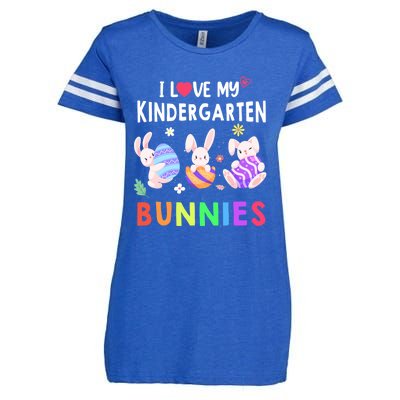 Cute I Love My Kindergarten Bunnies Teacher Happy Easter Day Gift Enza Ladies Jersey Football T-Shirt