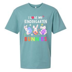 Cute I Love My Kindergarten Bunnies Teacher Happy Easter Day Gift Sueded Cloud Jersey T-Shirt