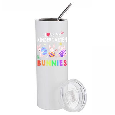 Cute I Love My Kindergarten Bunnies Teacher Happy Easter Day Gift Stainless Steel Tumbler