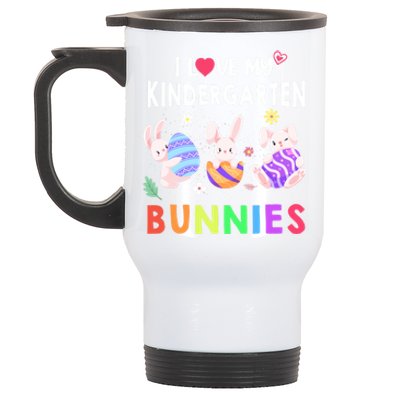 Cute I Love My Kindergarten Bunnies Teacher Happy Easter Day Gift Stainless Steel Travel Mug