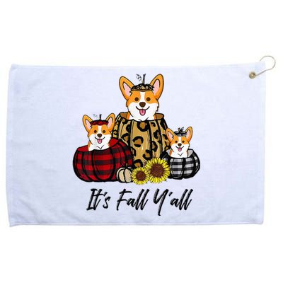 Corgi In Leopard Pumpkin Autumn Thanksgiving Grommeted Golf Towel