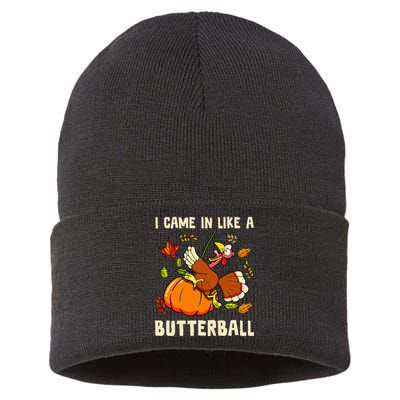 Came In Like A Butterball Funny Thanksgiving Sustainable Knit Beanie