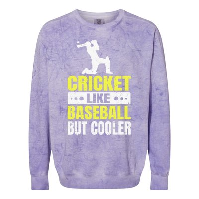 Cricket It’s Like Baseball But Cooler Funny Cricket Player Colorblast Crewneck Sweatshirt