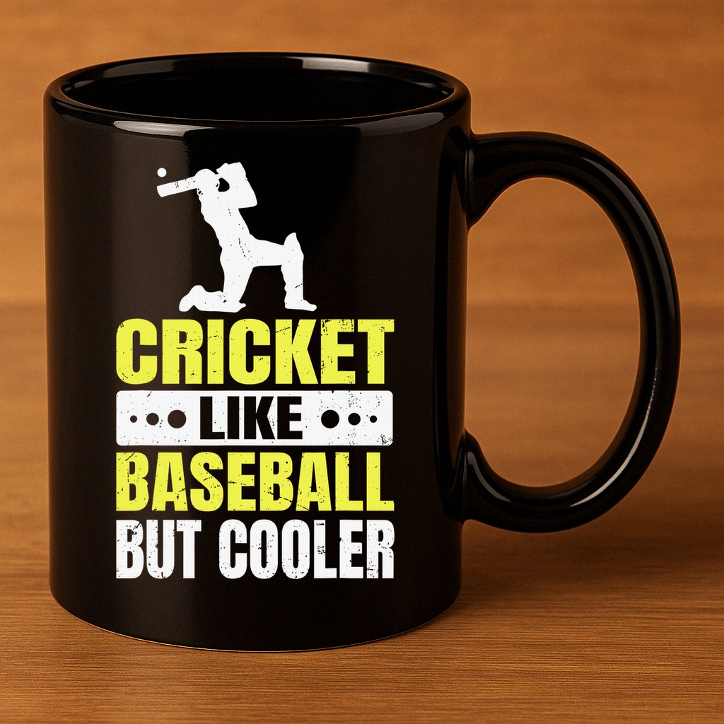 Cricket It’s Like Baseball But Cooler Funny Cricket Player 11oz C Handle Ceramic Mug
