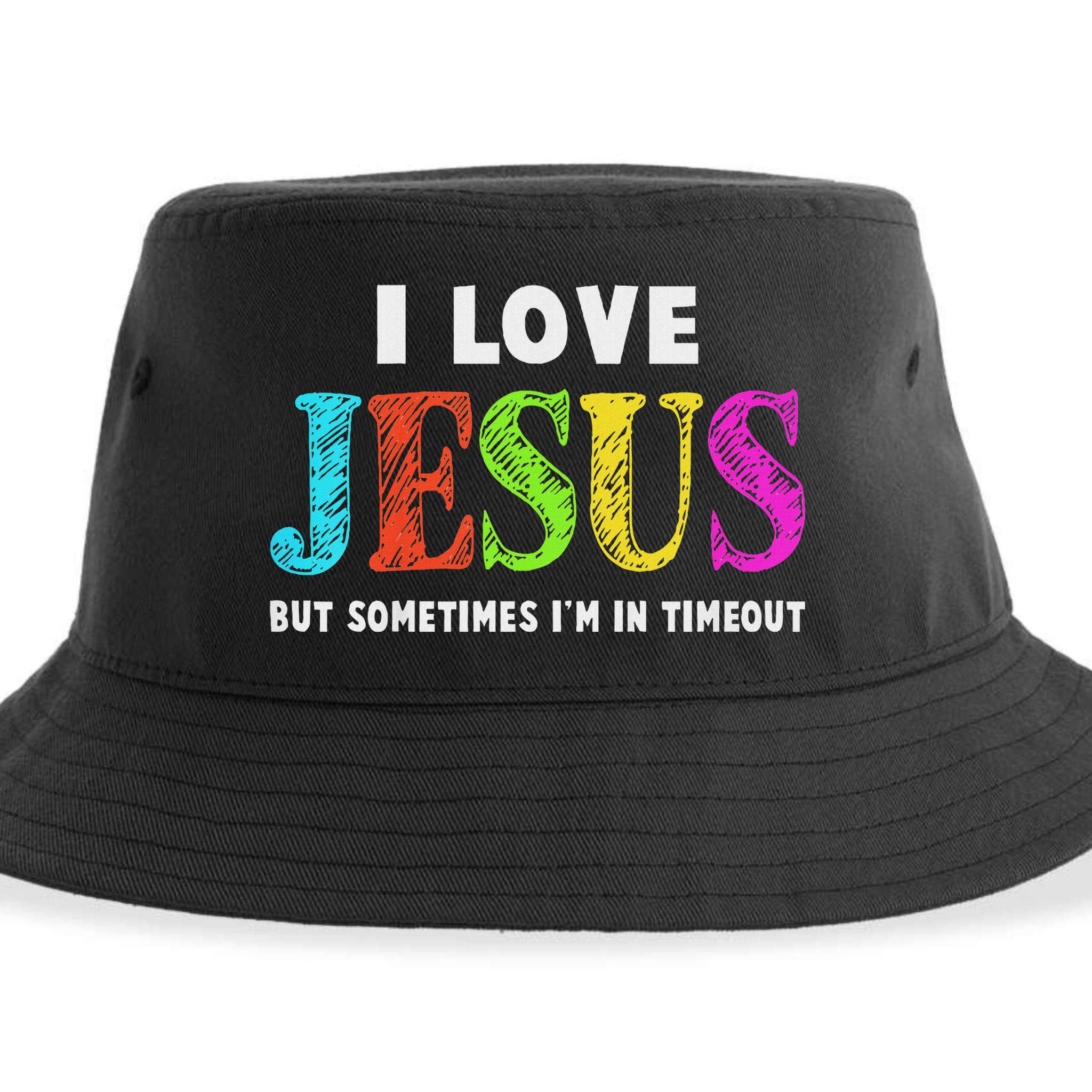Cute I Love Jesus Christian Faith Gifts Sustainable Bucket Hat