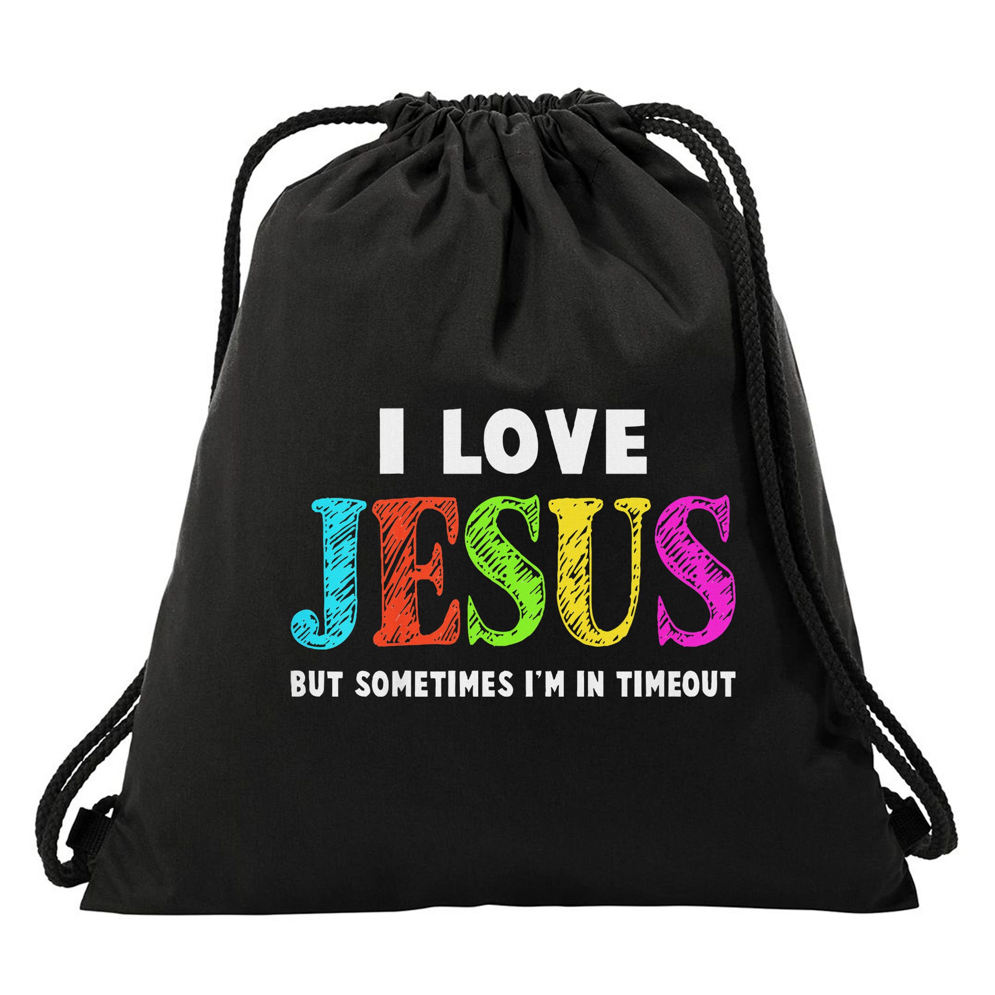 Cute I Love Jesus Christian Faith Gifts Drawstring Bag