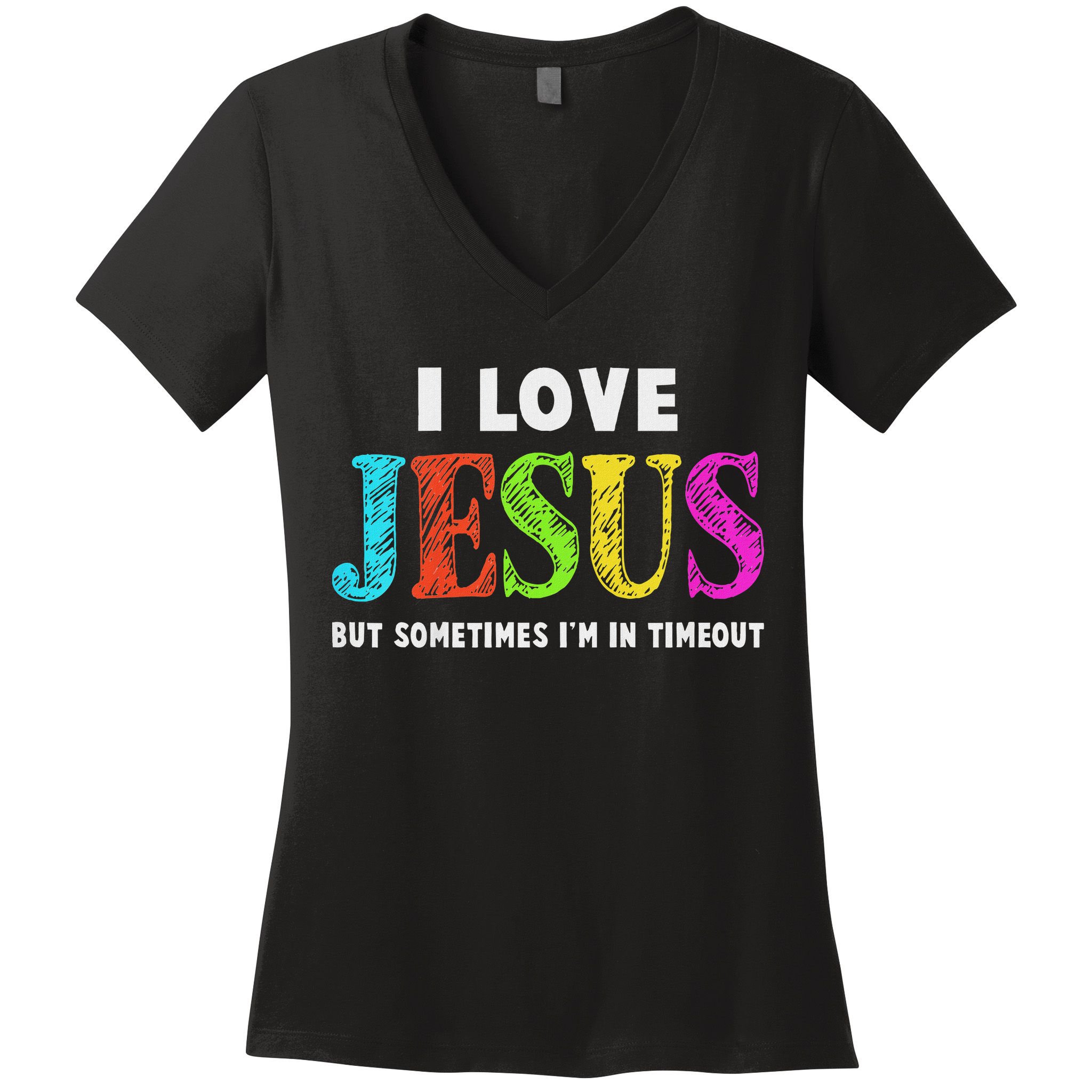 Cute I Love Jesus Christian Faith Gifts Women's V-Neck T-Shirt