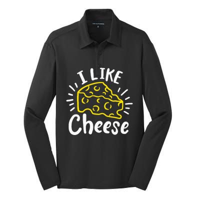 Cheese I Like Cheese Silk Touch Performance Long Sleeve Polo