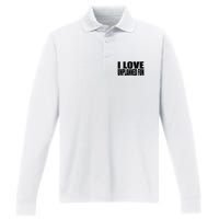 Clubgodzilla I Love Unplanned Fun Performance Long Sleeve Polo