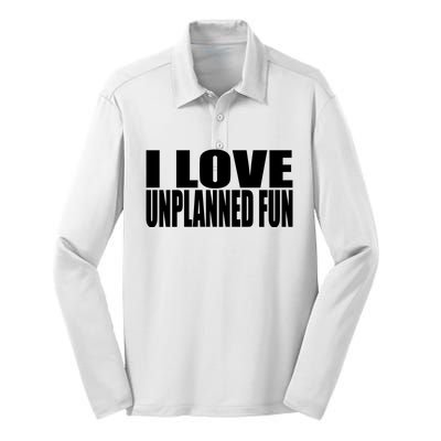 Clubgodzilla I Love Unplanned Fun Silk Touch Performance Long Sleeve Polo