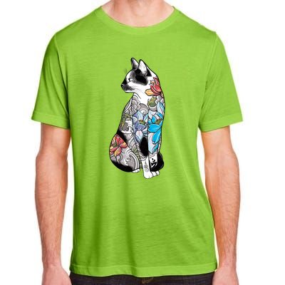 Cat In Lotus Tattoo Adult ChromaSoft Performance T-Shirt