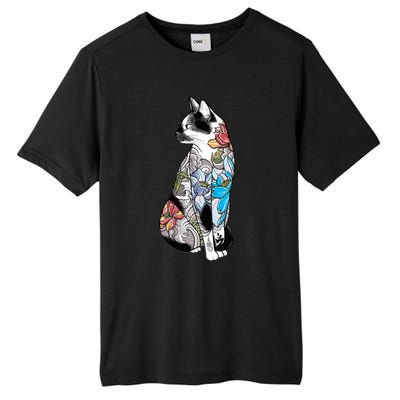 Cat In Lotus Tattoo Tall Fusion ChromaSoft Performance T-Shirt