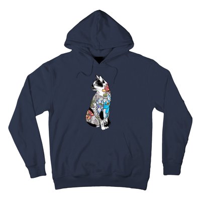 Cat In Lotus Tattoo Hoodie