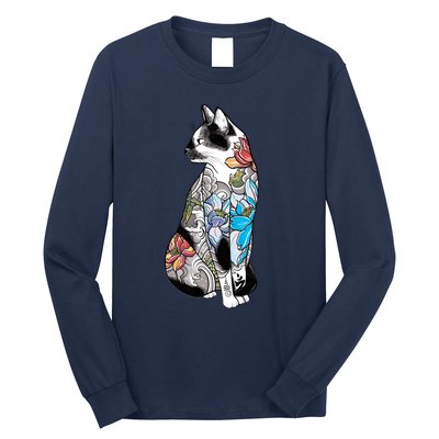 Cat In Lotus Tattoo Long Sleeve Shirt