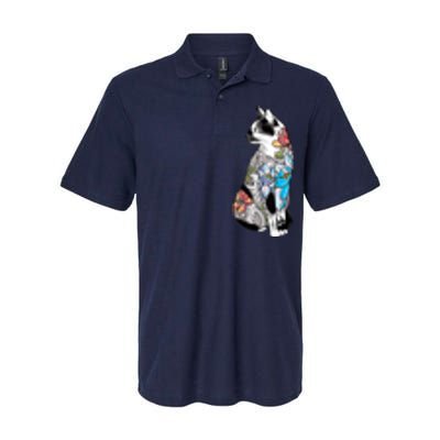 Cat In Lotus Tattoo Softstyle Adult Sport Polo