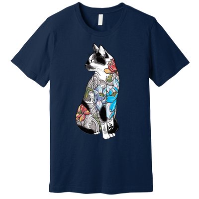 Cat In Lotus Tattoo Premium T-Shirt