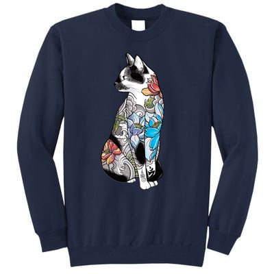 Cat In Lotus Tattoo Tall Sweatshirt