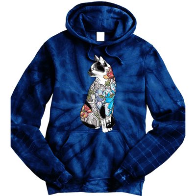 Cat In Lotus Tattoo Tie Dye Hoodie