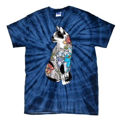 Cat In Lotus Tattoo Tie-Dye T-Shirt